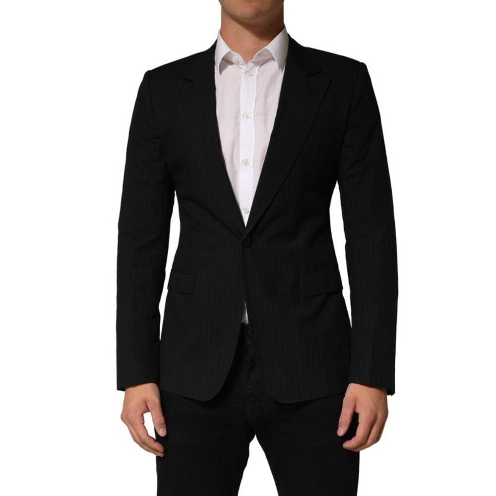 Dolce & Gabbana Black Pinstripe Men Single Breasted Men's Jacket